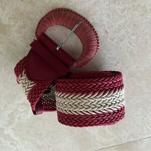 Y2K large red white belt